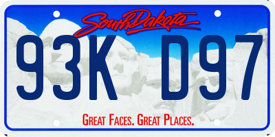 SD license plate 93KD97