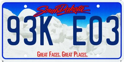 SD license plate 93KE03