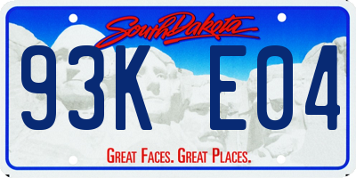 SD license plate 93KE04