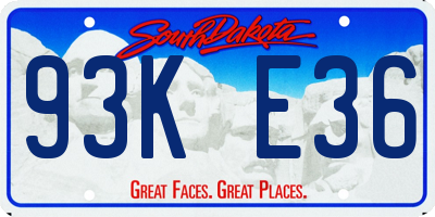 SD license plate 93KE36