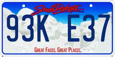 SD license plate 93KE37
