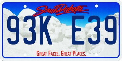 SD license plate 93KE39
