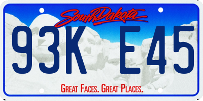 SD license plate 93KE45