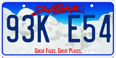 SD license plate 93KE54