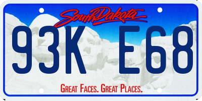 SD license plate 93KE68