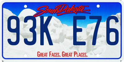 SD license plate 93KE76