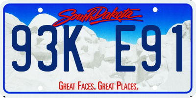 SD license plate 93KE91