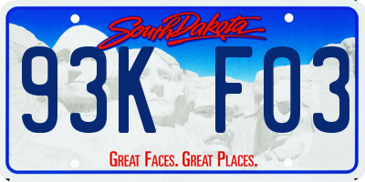 SD license plate 93KF03