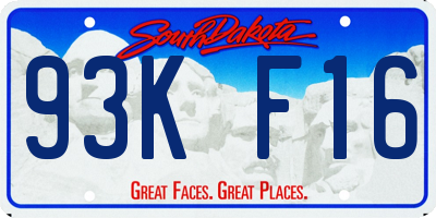 SD license plate 93KF16