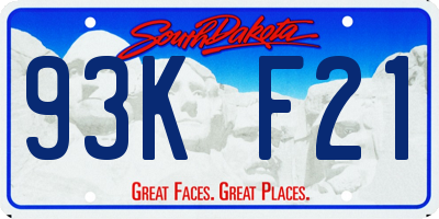 SD license plate 93KF21