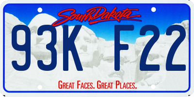 SD license plate 93KF22