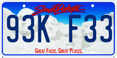 SD license plate 93KF33