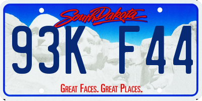 SD license plate 93KF44