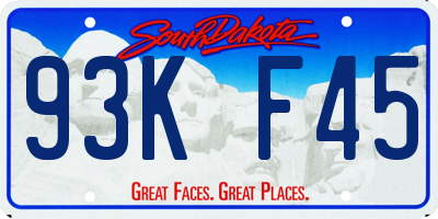 SD license plate 93KF45