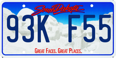 SD license plate 93KF55