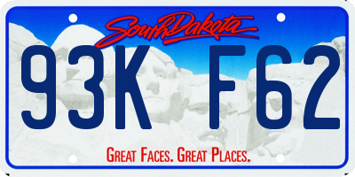 SD license plate 93KF62