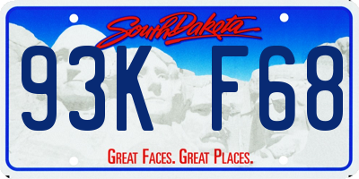 SD license plate 93KF68
