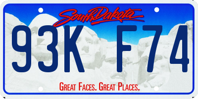 SD license plate 93KF74