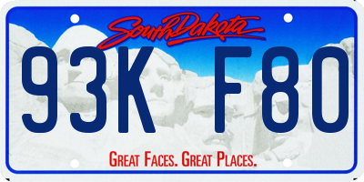 SD license plate 93KF80