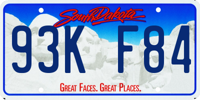 SD license plate 93KF84