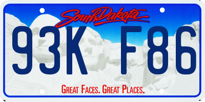 SD license plate 93KF86
