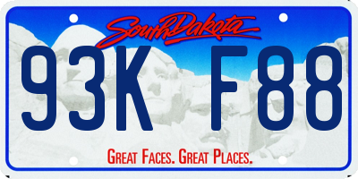 SD license plate 93KF88