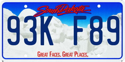 SD license plate 93KF89