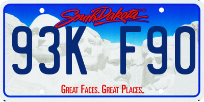 SD license plate 93KF90
