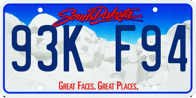SD license plate 93KF94
