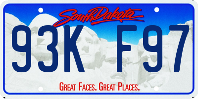 SD license plate 93KF97