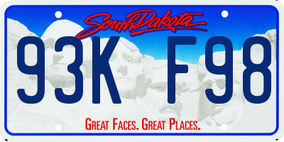 SD license plate 93KF98
