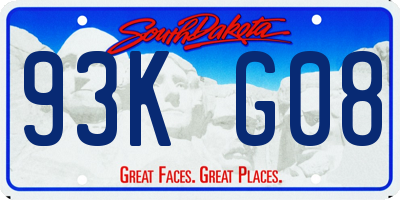 SD license plate 93KG08