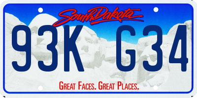 SD license plate 93KG34