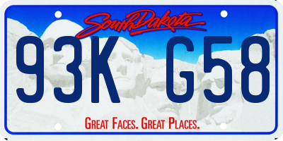 SD license plate 93KG58