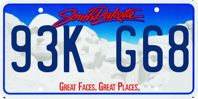 SD license plate 93KG68