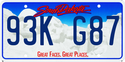 SD license plate 93KG87