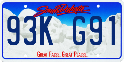 SD license plate 93KG91