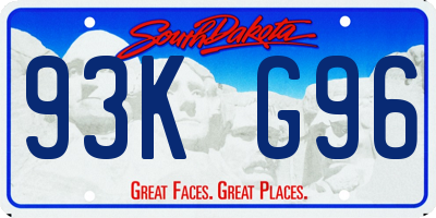 SD license plate 93KG96