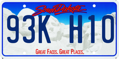 SD license plate 93KH10