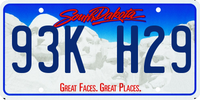 SD license plate 93KH29