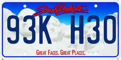 SD license plate 93KH30