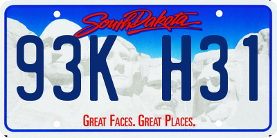 SD license plate 93KH31
