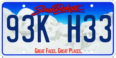 SD license plate 93KH33