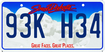 SD license plate 93KH34