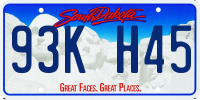 SD license plate 93KH45