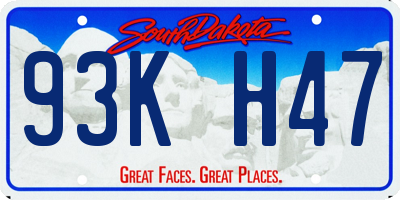 SD license plate 93KH47