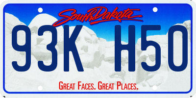 SD license plate 93KH50