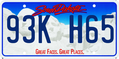 SD license plate 93KH65