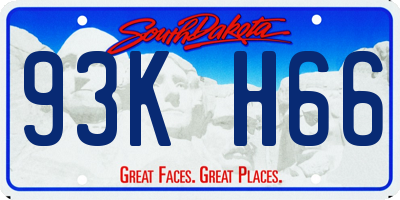 SD license plate 93KH66