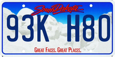 SD license plate 93KH80